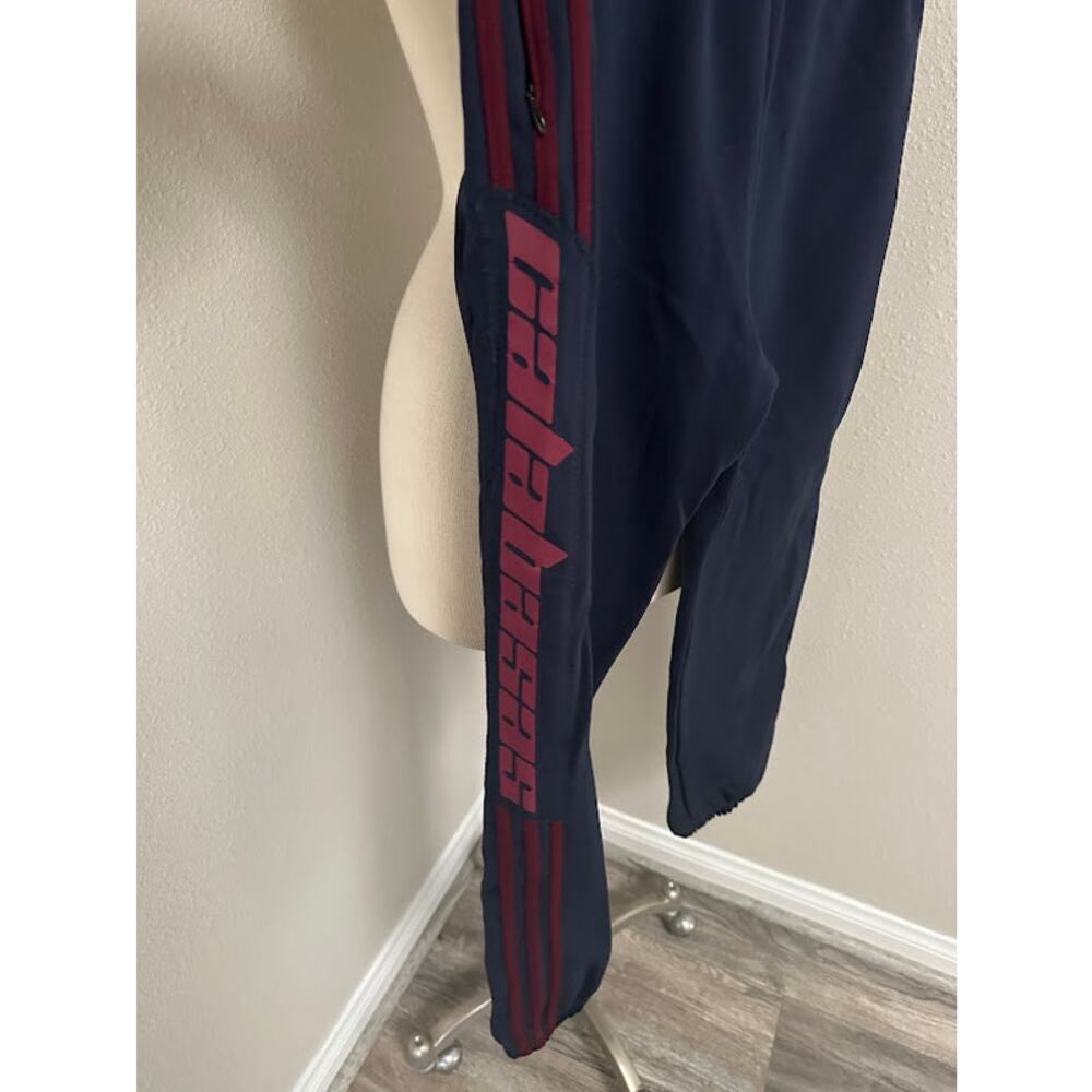 Adidas x Calabasas Jogger Pants Burgundy Red Stripes on Navy